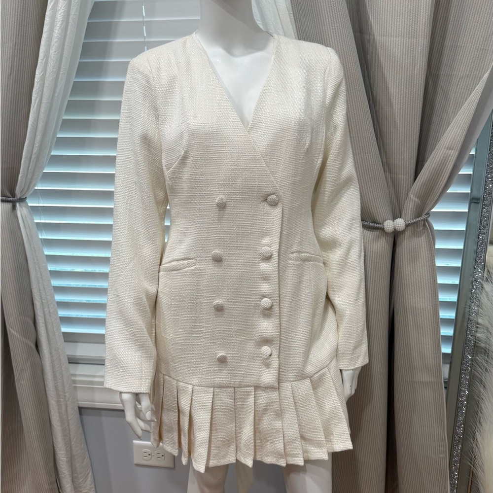 Forever 21 Cream Double-Breasted Blazer